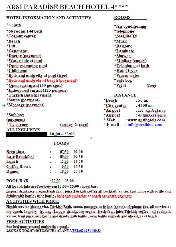 Arsi Paradise Beach Hotel